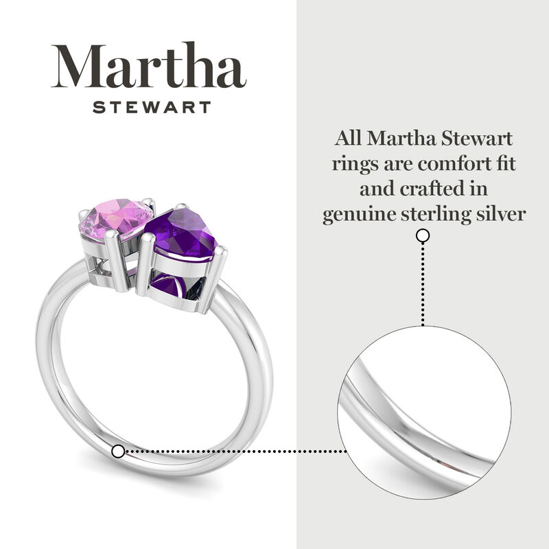 Martha Stewart 2ctw. Pink Sapphire & Amethyst Two Stone Ring In Sterling Silver image number null